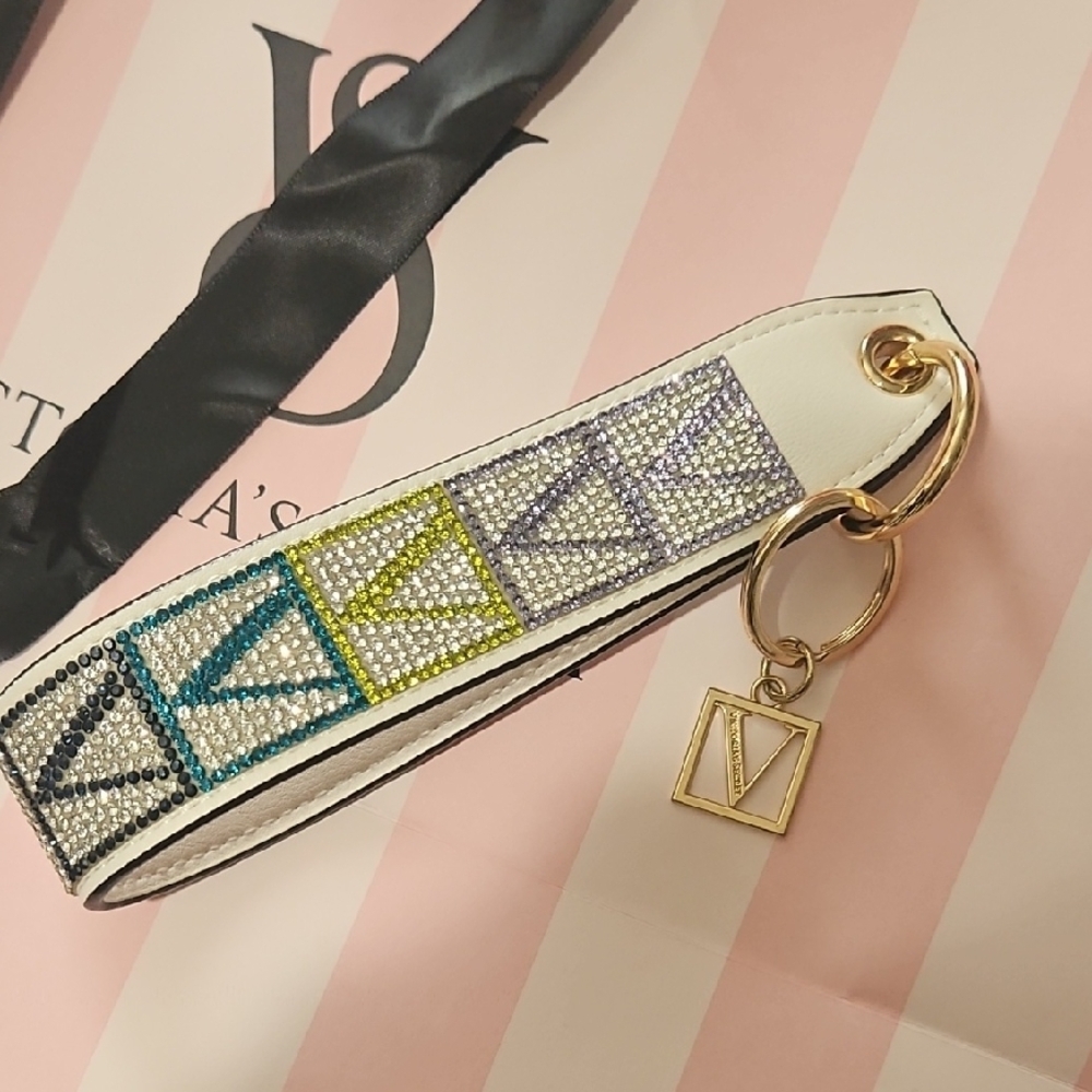 Designer White and Multicolor Keychain